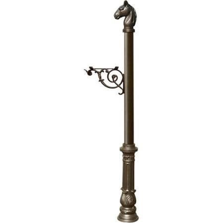 Lewiston Support Bracket Post System with Ornate Base & Horsehead Finial, Bronze LPST-701-BZ